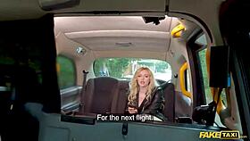 sexy british blonde babe bends over for rough doggystyle pounding and cowgirl ride on monster cock in fake taxi before flight