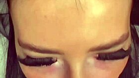 Horny british brunette slut girlfriend masturbates squirting orgasm on webcam pov