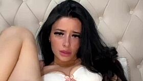 Horny british brunette slut girlfriend masturbates squirting orgasm on webcam pov