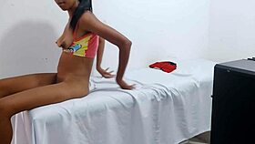 lazy brunette skips massages for naughty homemade porn tease