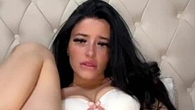 Horny british brunette slut girlfriend masturbates squirting orgasm on webcam pov