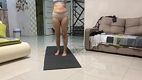 hey angie, those small tits look hot after yoga pussy play