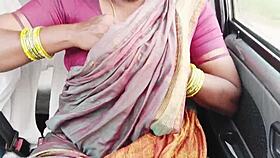 House maid with big boobs enjoys car ride and dirty Telugu talk