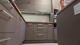 Hot Blonde Legs Tease Miniskirt Ass In Kitchen Heels