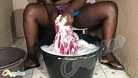 Shaved Housewife Laundry Turns into Wet Pussy Exposure