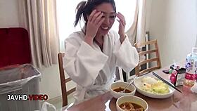 Chisa hoshino's shaved pussy gets hardcore fucked while she blows her lover