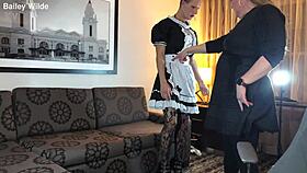 Sissy maid crossdresser learns humiliating tasks in homemade training