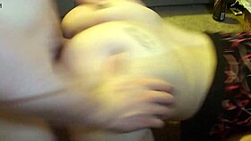 Girlfriend drops to knees for desk blowjob cumshot