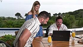 rebecca volpetti's cock hungry outdoor dp threesome with deepthroat