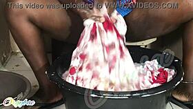 Shaved Housewife Laundry Turns into Wet Pussy Exposure