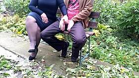 Curvy milf milks huge load from cock in pantyhose