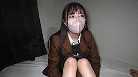 curvy g cup japanese schoolgirl in uniform takes massive creampie on bed