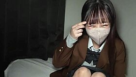 curvy g cup japanese schoolgirl in uniform takes massive creampie on bed