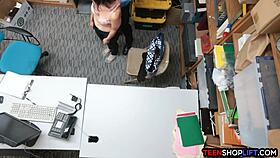 Petite latina shoplifter sucks guard reluctantly 😏