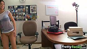 cute brunette teen takes massive facial cumshot in amateur video