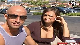 naughty skinny brunette teen slut 18+ slurps stranger's monster cock after pickup