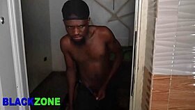 Curvy ebony babe bends over kitchen counter craving young cock close up