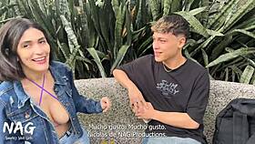 Jade mercury teases stranger near subway then fucks him on cam