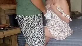 shaking hard from inflatable dildo orgasms while moaning loud in dress