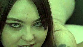 Cum Drips from Pussy as She Strap-On Pounds Him in Chastity Belt Blowjob