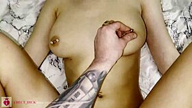 fingering her pierced nipples close-up before pov sex with this cutie 18+