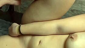 Amateur asian milf squirts three times masturbating wildly with vibrator on machine