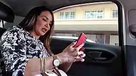 Latina milf flashes clit in uber ride to motel homemade fun