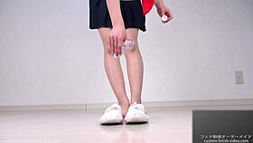 A man lotions japanese woman's soles, drawing out her erotic moans in foot fetish bliss