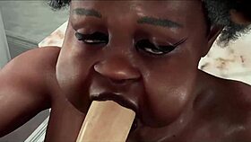 Ebony granny with big tits and fat ass meets white man intensely