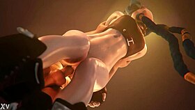 jinx bends over for intense standing doggystyle thrill