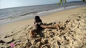 horny ebony elvie takes beach pounding in public passion