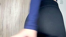 Pretty latina flashes hairy pussy to bathroom orgasm