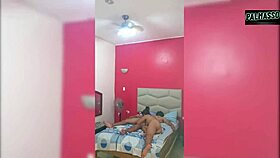 masked pervert rides cowgirl creampie in hotel room