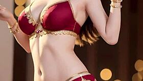 In mesmerizing ai art a graceful indian belly dancer sways her hips captivating viewers with intricate beautiful moves and rhythmic elegance