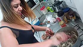you won't believe sarah rosa's sexy kitchen lingerie tease with big ass and tits