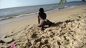 horny ebony elvie takes beach pounding in public passion