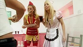 restaurant food fight explodes into blonde milf group hardcore pussy pounding