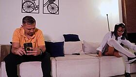 Rebellious student bends over for deep pussy pounding from older guy