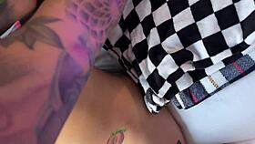 curly tattoo babe smells dirty underwear then my cock before kinky fuck