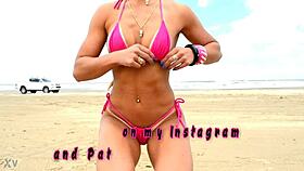 nanda's hot public blowjob in bikini! 🍆🌳😏