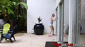 Cute teen's heart races with passion sucking massive black cock deeply