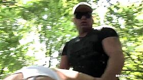 mature german slut deepthroats cock on chairlift with hubby 👅❄️