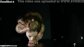 Alita gulps down 10 massive cumshots in gloryhole fuck fest tongue out