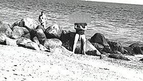 Huge cocks swing free on nudist beach voyeur style