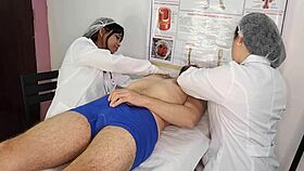 nurses spot his massive erection ready for action