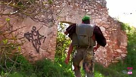 on the mountain redhead slut rides soldier cowgirl outdoors