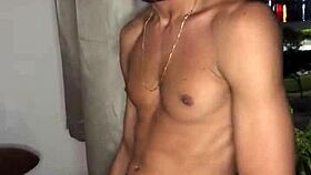 Safado boy jerks huge load handjob style at building window view