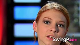 Black lace babes dive into wild swinger orgy fucking game with intense group action