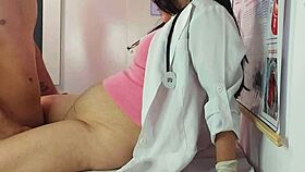 nurse sees my rock hard erection and loses control... bulging in her face