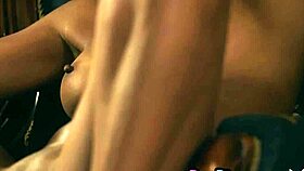 All-natural black Bruna Rocha strips revealing curvy ebony body and massive tits